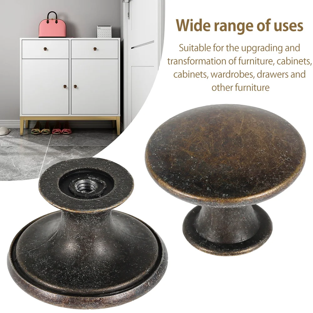 12 шт., винтажная ручка для ящика, круглая ручка из цинкового сплава, дверная ручка для мебели, кухонного шкафа, шкафа, гардероба