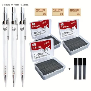 Crayons mécaniques transparents 0,5 0,7 0,9mm avec mine 2B 60mm Art Dessin artistique Crayons automatiques remplaçables avec 2 tubes 12 meilleures ventes 0,9mm - No 1