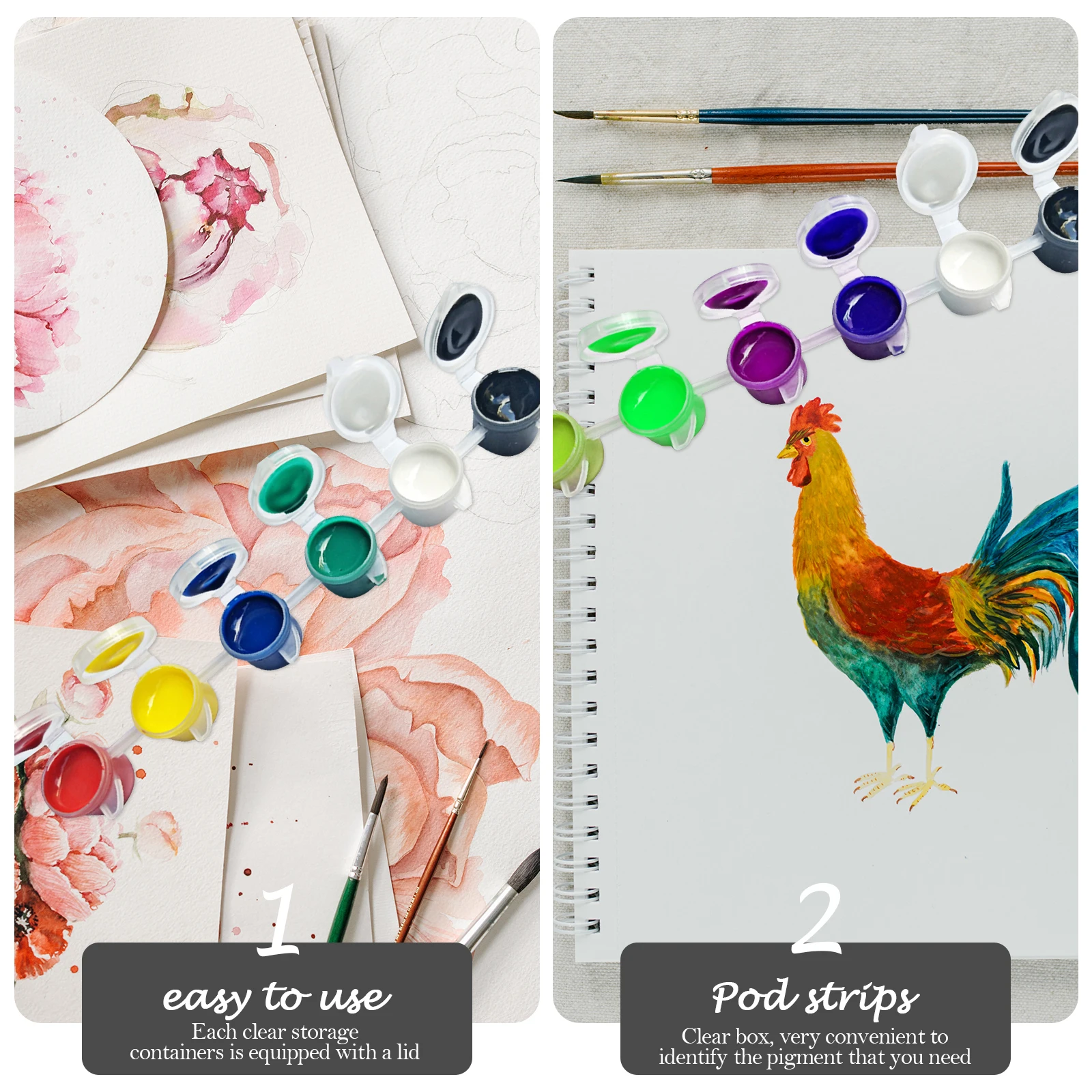 

40pcs Paint Pot Pod Strips Pe Pigments Storage Containers With Lids For School Camp Leakproof Empty Paint Pots 3Ml Each 6 Pots