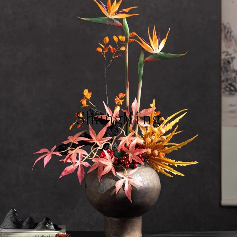 

ZYY wabi-sabi wind flower arrangement pottery pot floral high-end entrance vertical atmosphere ornament
