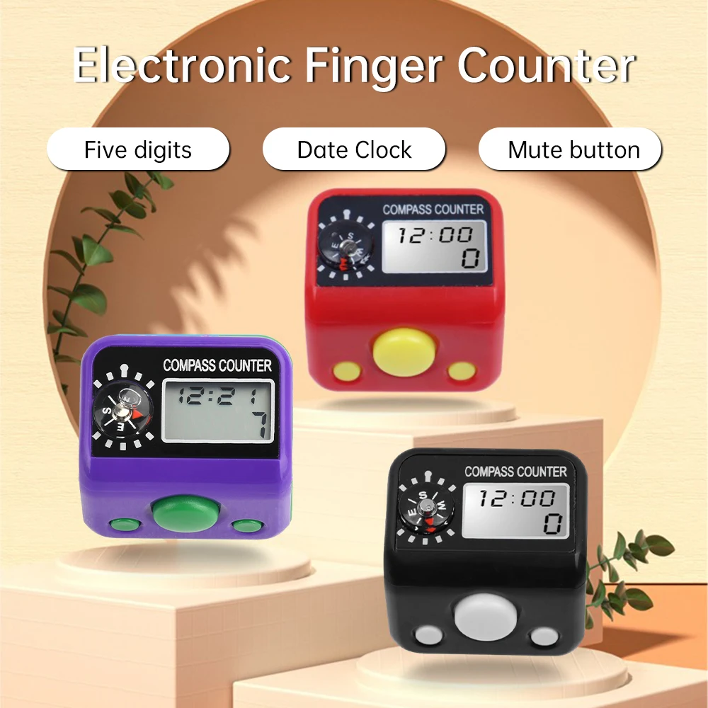 Anneau de compteur de doigt électronique Portable avec écran LCD haute définition, comptage manuel des boutons 0-99999 avec affichage de l'heure