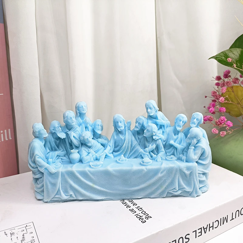 The Last Supper Aromatherapy Candle Mold Jesus Dinner With  Twelve Disciples Silicone Resin Wax Plaster  Mould Table Decor