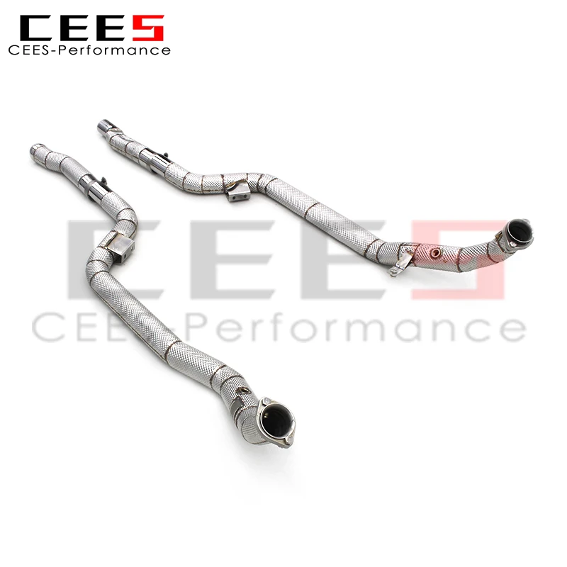 CEES Street Exhaust Front Section Parts for Mercedes-Benz E63 AMG W212 2007-2016 Turbo Downpipe with Heat Shield