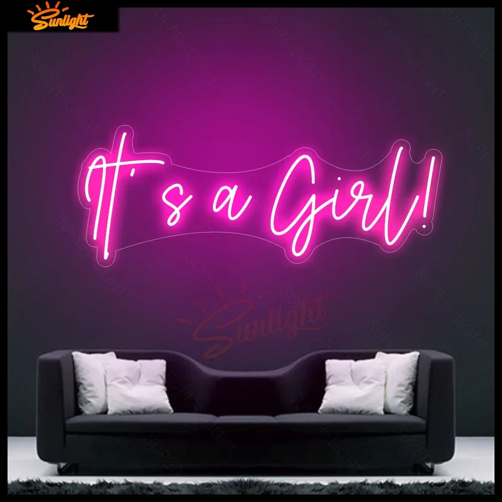 Custom Light Signs 75x28cm It’ s a Girl Neon Signs Birthday Party Wall Decoration LED Personalize Flex Name Sign for Home Decor