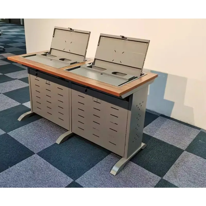 

Single and double folding flip multimedia classroom student training desk computer desk