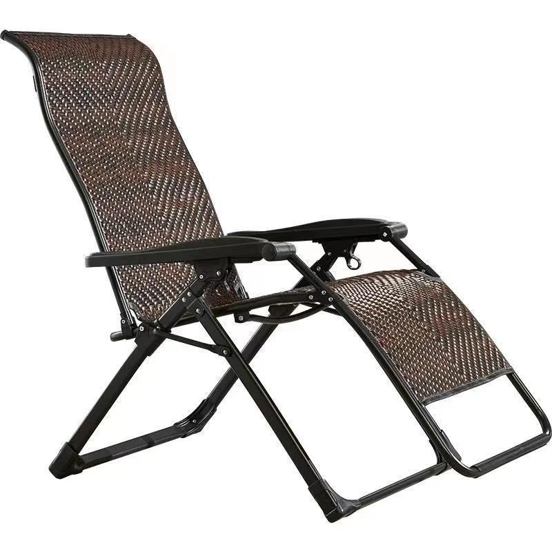

Foldable Recliner Chair Wide Adult Nap Lounge Chair Elderly Outdoor Rattan Pattern Plastic Beach Chair Sun Loungers