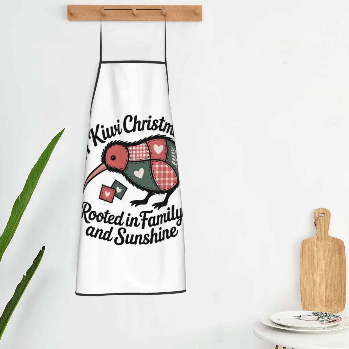 Patchwork Kiwi Silhouette A Kiwi Christmas Apron Chef Cooking Baking Tablier Bib Kitchen Cleaning Pinafore for Women Men