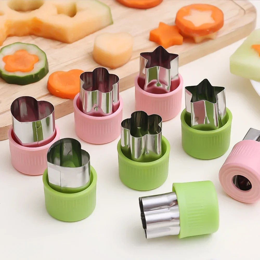 Star Heart Shape Vegetables Cutter Plastic Handle 3Pcs Portable Cook Tools Stainless Steel Fruit Cutting Die Kitchen Gadgets