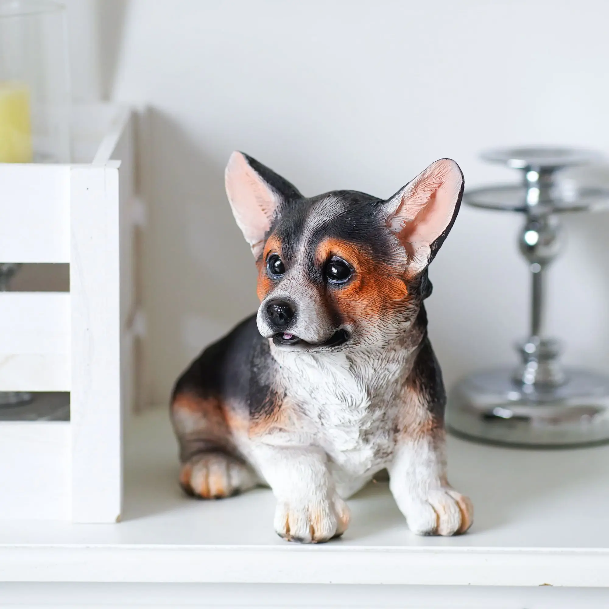 

Модель собаки корги из смолы, скульптура для гостиной, украшение для дома, сада, двора, y309