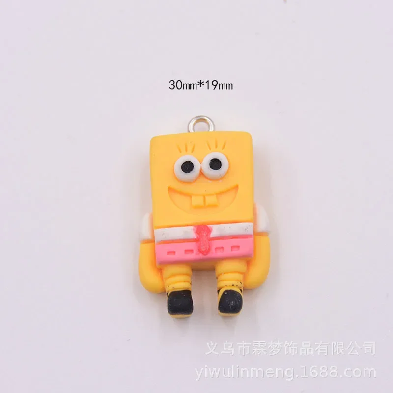 Hot Selling SpongeBob Cartoon Resin Simulation Big Star Octopus Brother Bag Keychain Pendant DIY Jewelry Accessories Wholesale