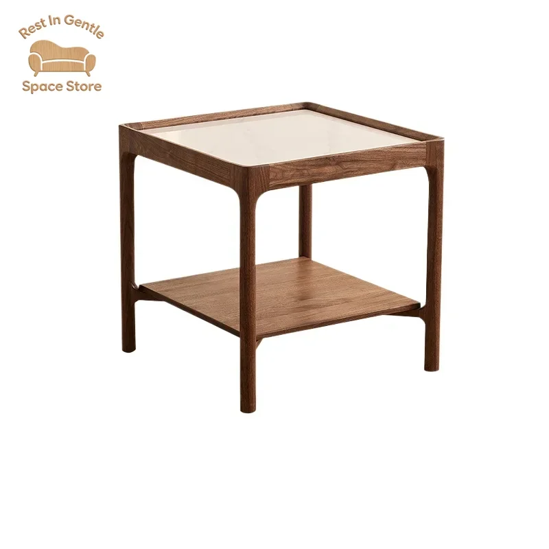 North American black walnut corner few Nordic living room solid wood sofa side few household square rock slab side table