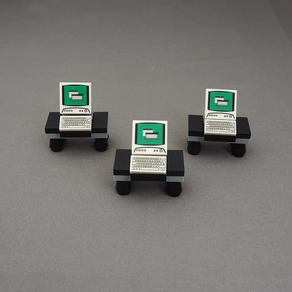 MOC 1PCS Part Bricks Mini Office Computer Desk Keyboard Building Blocks Set Display Screen Compatible Figures Toys Children Gift