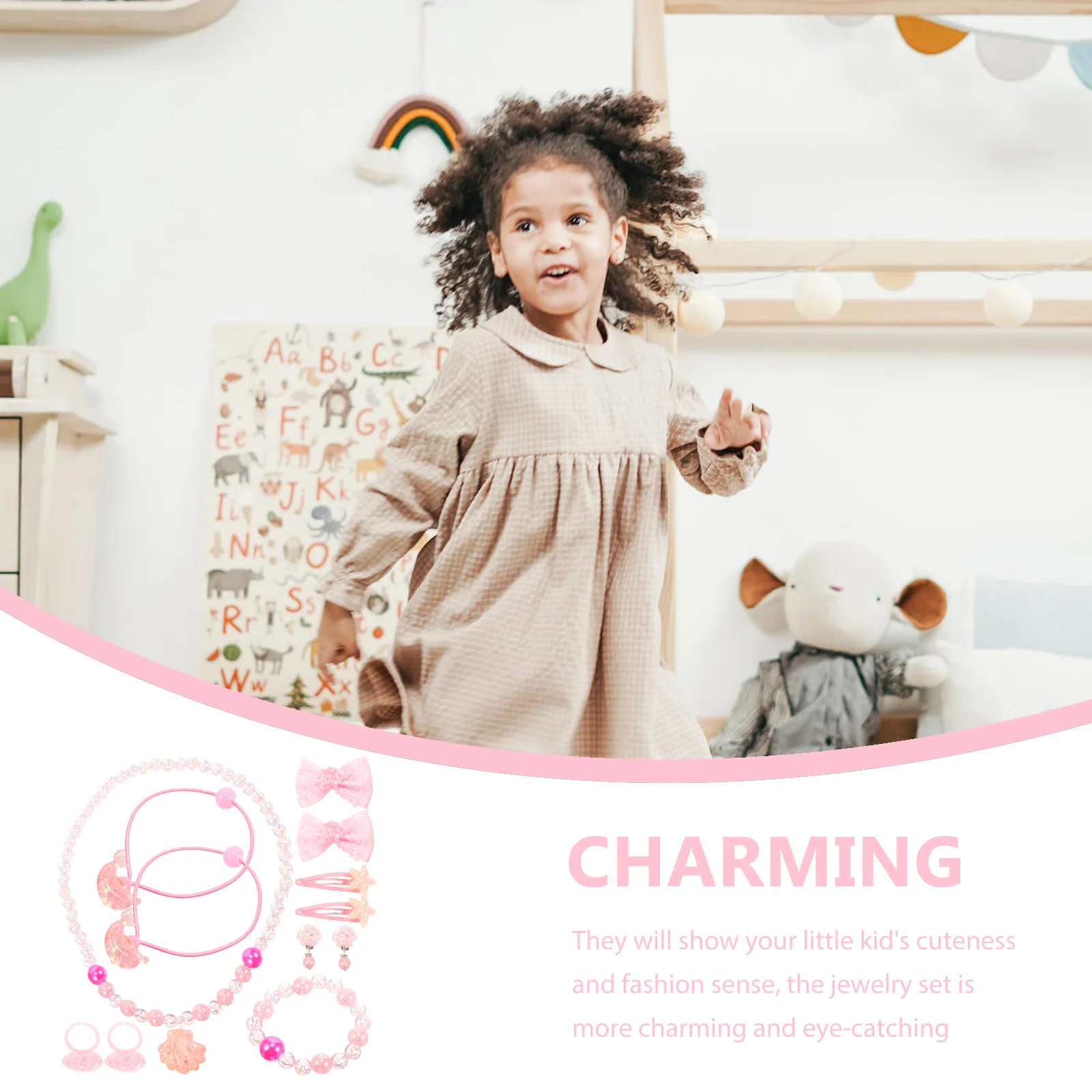 

Stylish Kids Shell Backpack Set Girls Jewelry Princess Necklace Bracelet Toddler Accessories Gift Toy for Little Girl