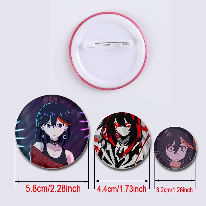 32/44/58mm Anime Kill La Kill Creative DIY Badge Tinplate Brooches Button Pins for Backpack Decoration Accessories Jewelry Gifts