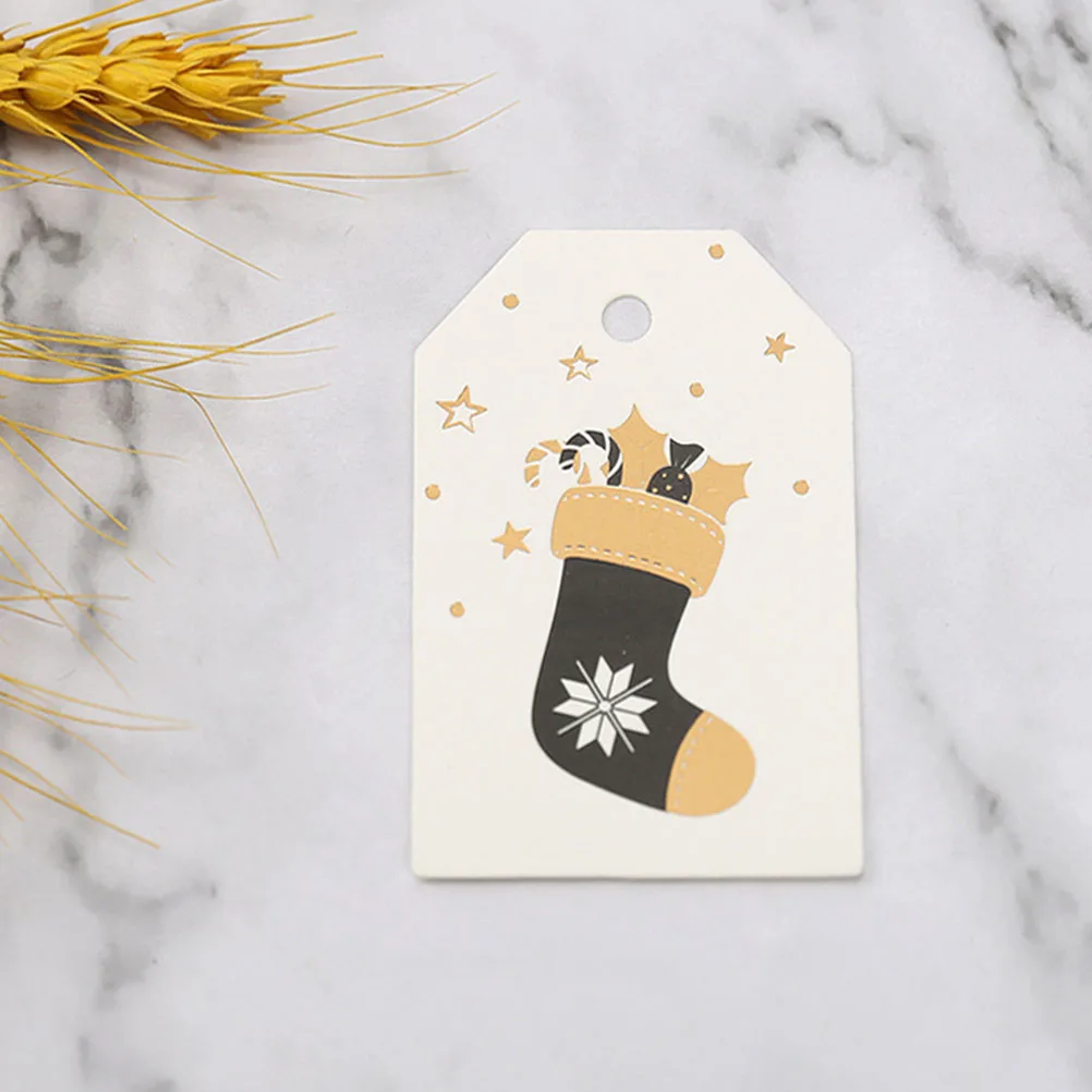 

100pcs Christmas Sock Mini Hang Tags Lightweight Paper Decor For Xmas Gift Diy Craft Party Name Cards Bookmarks Festive