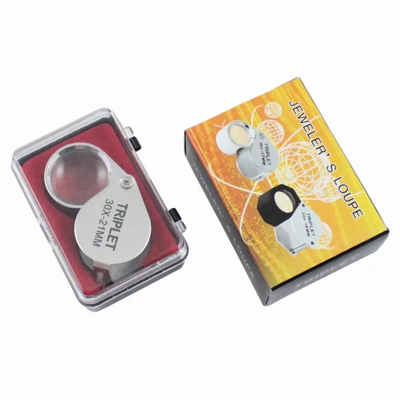 Portable 30X Jewelers Loupe Magnifying Glass 21mm Gold Silver Mini Pocket Magnifier with Strap for Jewelry Reading & Gem Inspect