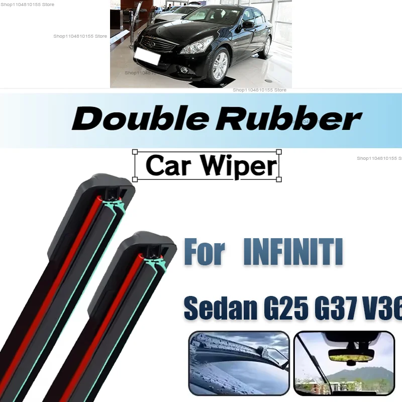 

Double Rubber Car Wipers for INFINITI G25 G35 Sedan G37 V36 Front Blade Brushes Cutter Accessorie Wiper Windscreen Wiper Parts