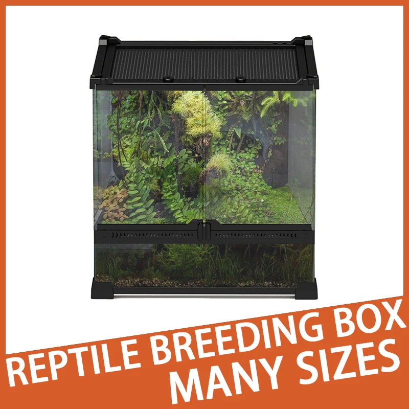 

Reptile Breeding Box Amphibious Ecological Glass Box Tempered Glass Double Door Suitable for Pet Lizards Turtles Snakes