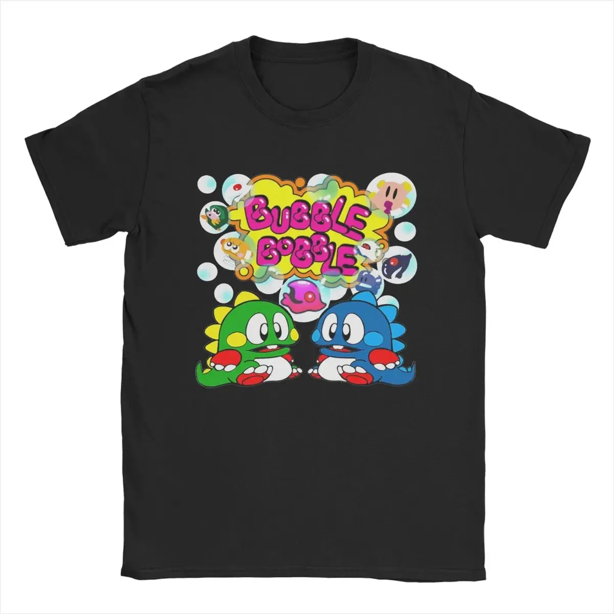 

Фиолетовая футболка с принтом Bubble Bobble Game для мужчин и женщин, хлопковая футболка с круглым вырезом и короткими рукавами, подарок на день рождения, одежда, топы
