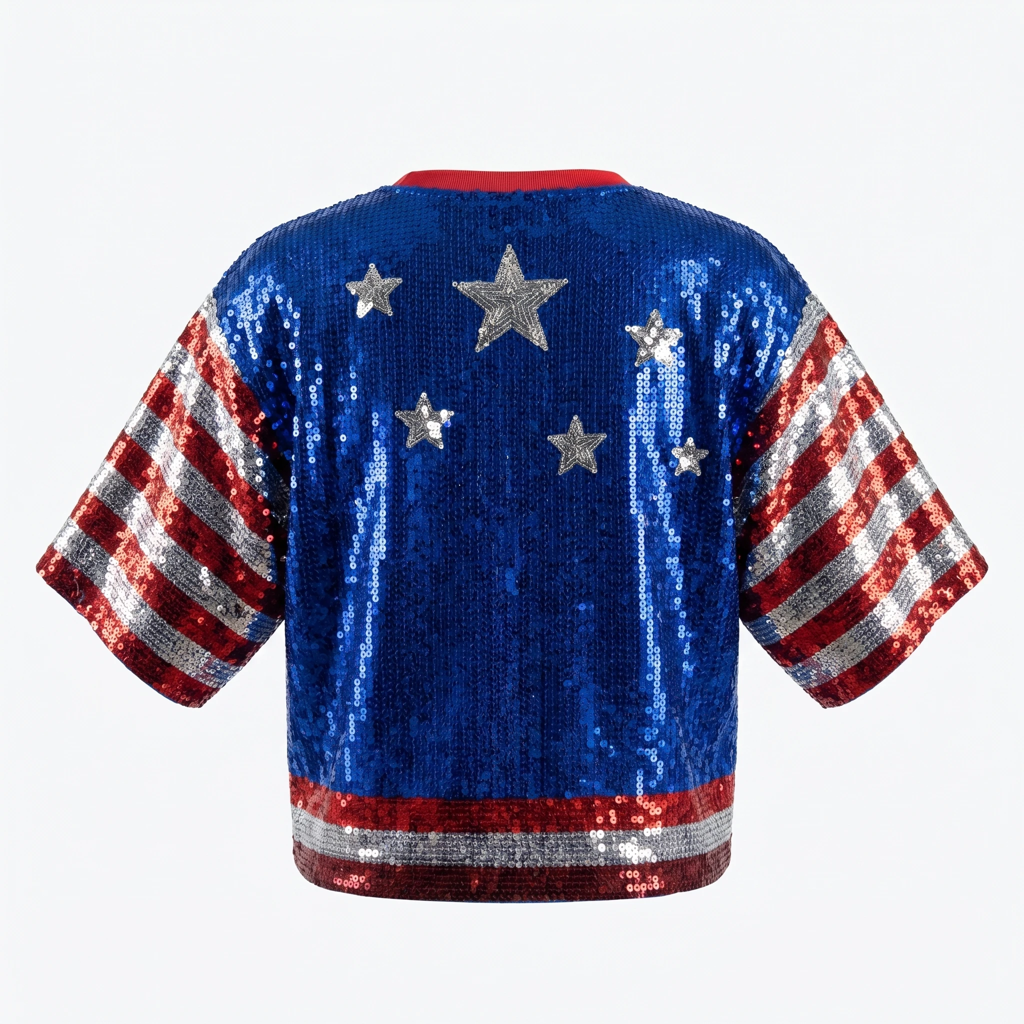 Summer High Quality Short Sleeve Loose Geometry Letter Women's Wear Sequins Streetwear Night Club Hip Hop Straight T-Shirt