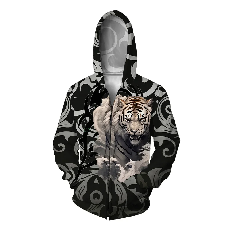 

Fashion Trendy Tiger Print Sweatshirt Man Hoodie Men Casual and Comfortable Mens Clothing New in Hoodies & Sweatshirts Men's