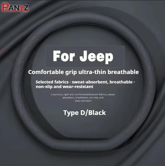 Anti Slip Auto Decoration PU Leather Universal Car Steering Wheel Cover For Jeep	Renegade Compass Patriot Cherokee Wrangler