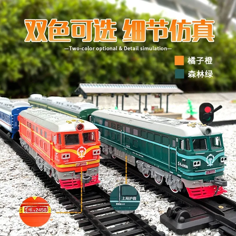 ชุดรถไฟของเล่น1Pcs Headstock และ2 Pcs Carriage ไฟ LED 180ซม.Track จำลองรถไฟของเล่นชุดของขวัญ3 4 5 6 7 8ปี