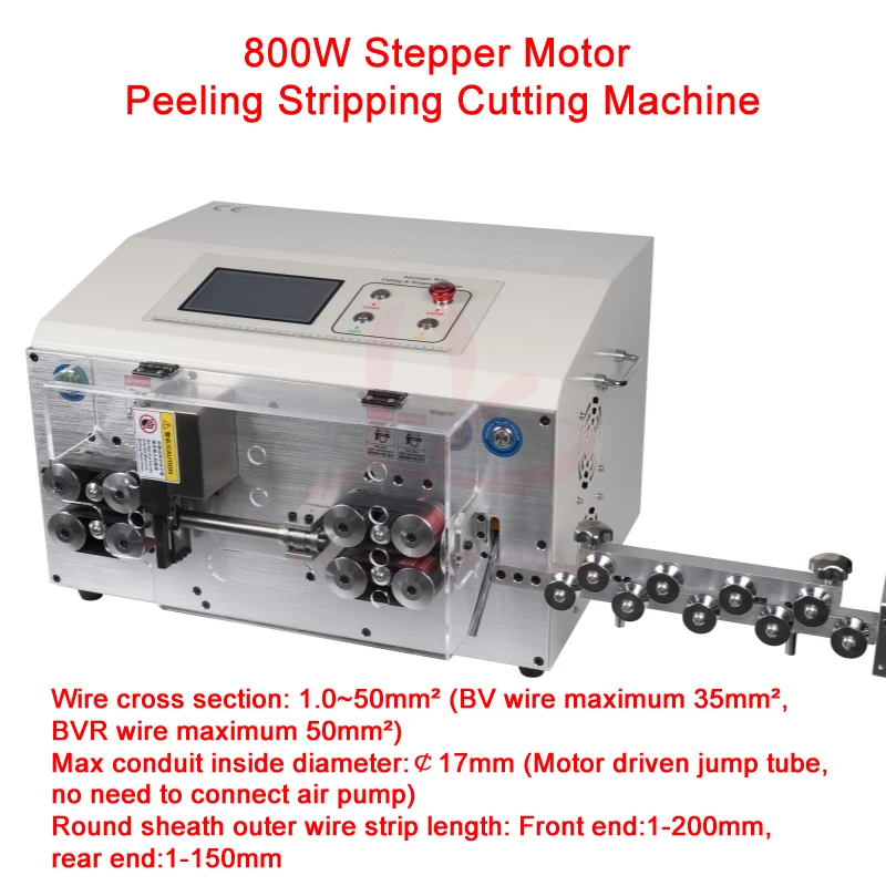 SWT-608-MAX2-ST50 Stepper Motor Peeling Stripping Cutting Machine 8 Wheels 800W Touch Screen Control 220V 110V Option