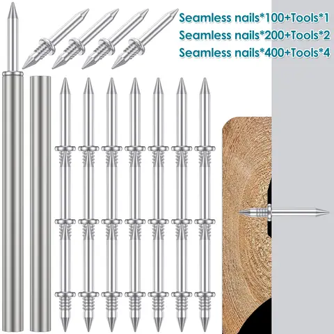 400/100pcs Double-Head Invisible Nails Wood Nail Fastener Skirting Thread Seamless Nail Metal Skirting Line Without Marks Nail