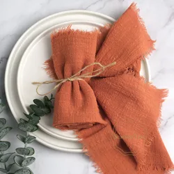 10pcs 32x32cm Cotton Gauze Napkins Retro Burr Design Napkin for Vintage Wedding Receptions Banquets Christmas Table Decoration