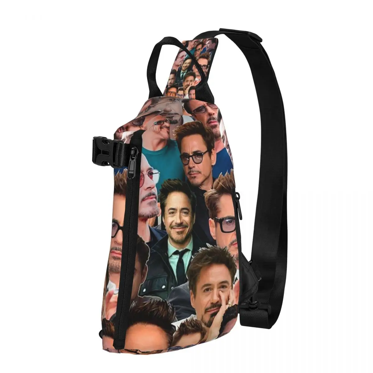 Robert Downey Jr. Photo Collage Chest Bag Men Sling Crossbody Backpack Chest Bag Travel Hiking Daypack Shoulder Bag