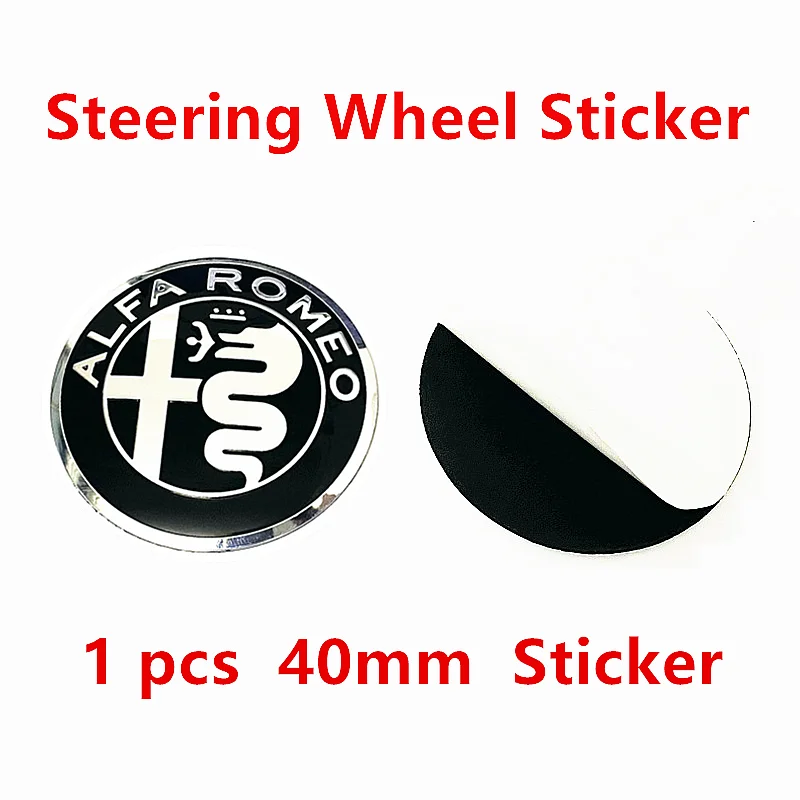 7 Pcs New Black Silver Alfa·Romeo Rim Hub Caps Wheel Center Logo Decal Front Hood Badge Rear Trunk Emblem Steering Wheel Sticker