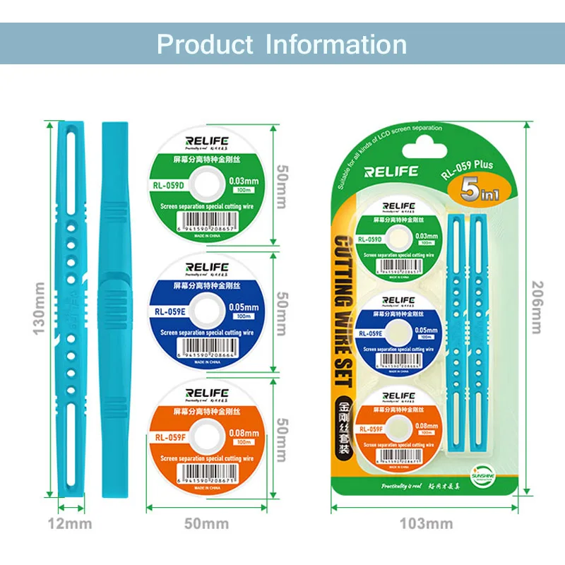 LCD/OLED Screen Separation Cutting Wire Set with Handle RELIFE RL-059 Plus High Anti-rust Lightweight Screen Opening Line