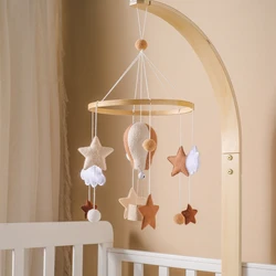 Wooden Rattles Toys Baby Crib Mobile Bed Bell Soft Felt Hot Balloon Newborn Music Bed Bell Hanging Toys Crib Bracket Baby Gifts