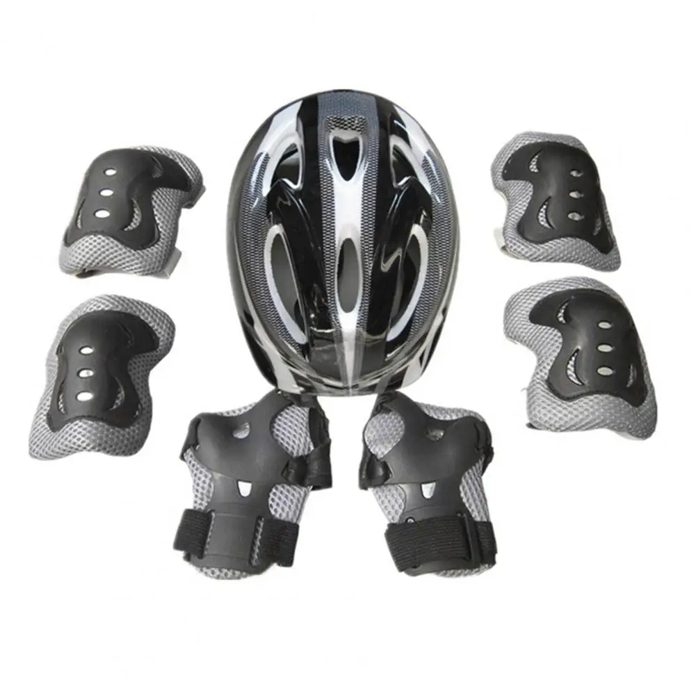 Rodillera de seguridad resistente al desgaste para niños, accesorio de absorción de sudor, casco de ciclismo, almohadilla de codo, equipo de protección para montar, 7 piezas por juego