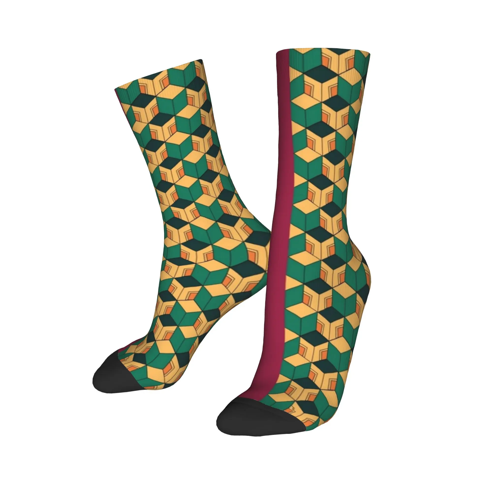 Fashion Demons Slayers Anime Basketball Socks  Polyester Long Socks for Women Men Breathable