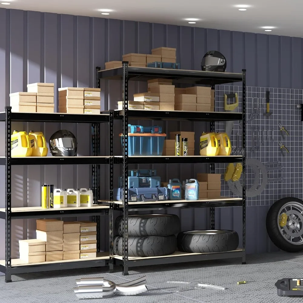 

Heavy Duty Adjustable 5 Tier Garage Storage Shelves - 47" W x 18" D x 71" H, Metal Utility Rack Shelf Unit for Warehouse, Pantr