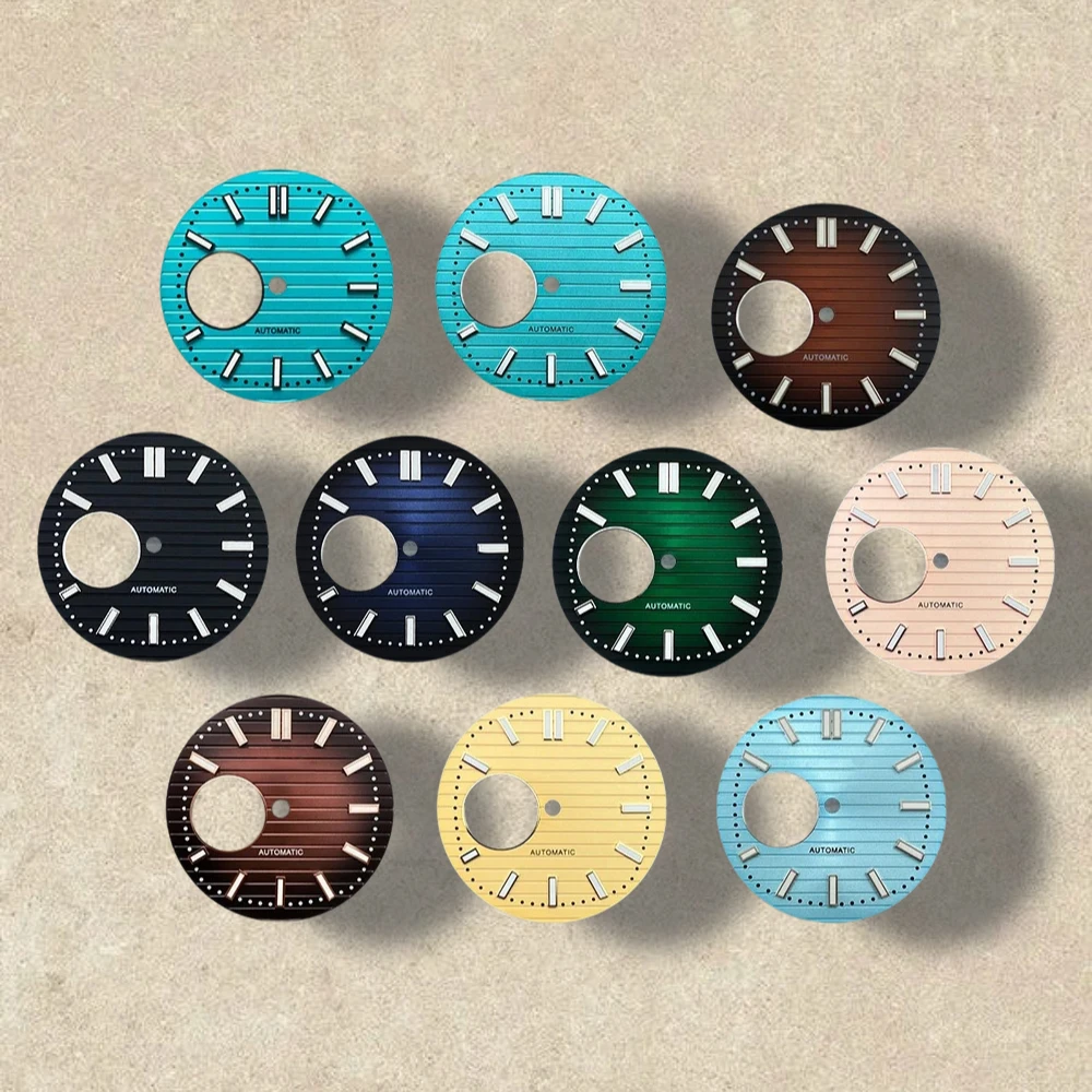 

S Logo 30.5mm Hollow Out white Nautilus Dial NH38 Dial High Quality Watch Modification Accessories with Green Luminous