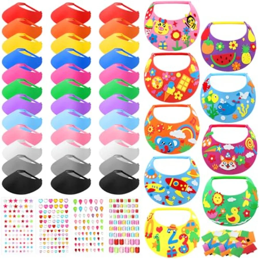 

Pcs DIY Foam Visors for Outdoor Activities with Summer Party Crafts and Stickers Assorted Color Sun Visor Foam Hats for Hawaiia