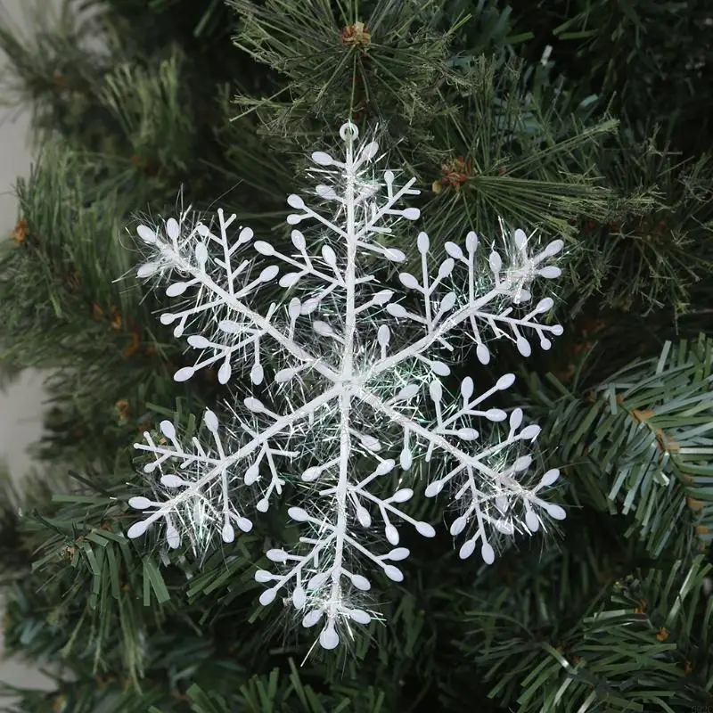 G92C White Snowflake Ornaments Christmas Tree Window Door Accessories