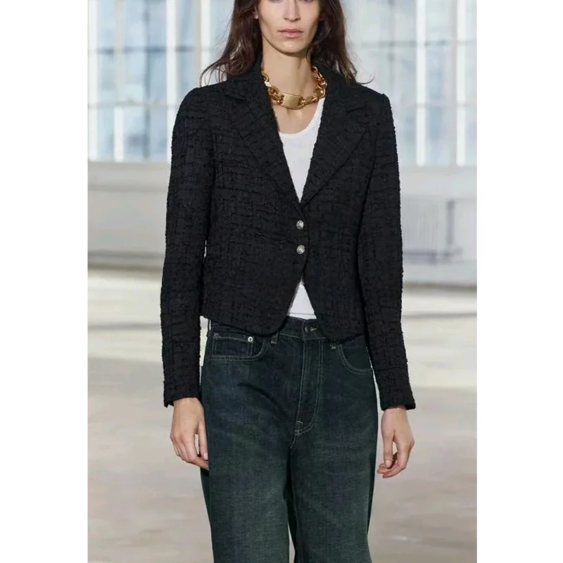 Autumn New Arrival Women's Tailored Texture Long Sve Buttoned Collar Suit Jaet Commute Sle Slim Fit Casual Polyester