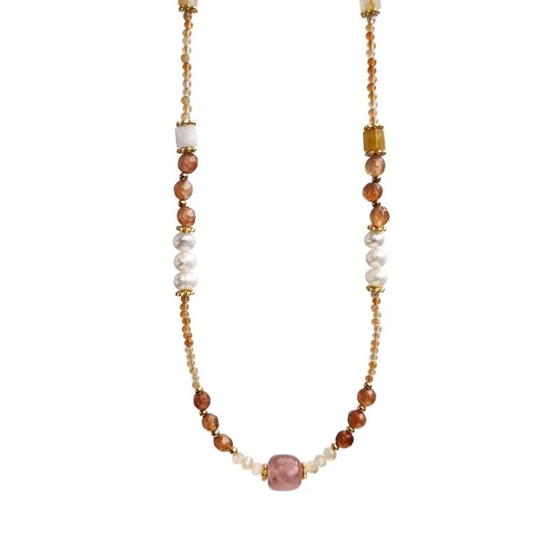 

Natural stone pearl necklace new beaded temperament collarbone chain niche light luxury French accessories