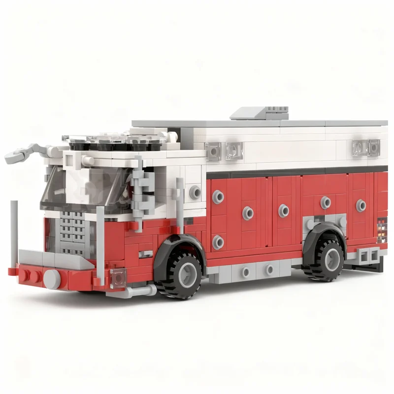 

465pcs MOC Walk Single Axle Heavy Rescue City Fire Model Building Blocks Construction Toy Christmas Gifts DIY Creative Idea