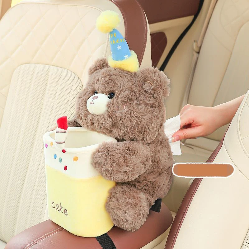 Cartoon Cute Car Tissue Box Creative Car Armrest Box Garbage Can 2 In 1 Tissue Bag Multi-functional Storage Bag For Home Office