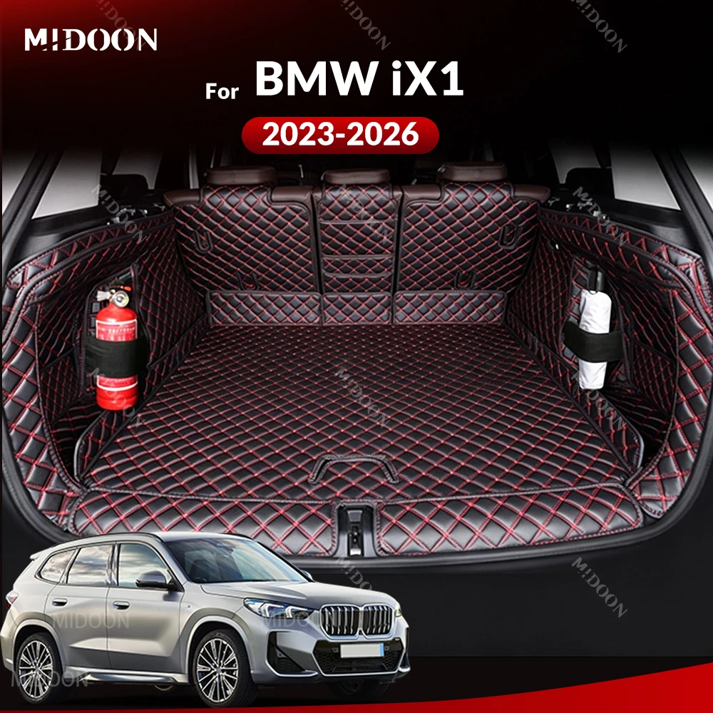 MIDOON For BMW iX1 2023 2024 2025 2026 Car Trunk Mat Cargo Liner PU Leather Full Cover Waterproof Interior Accessories