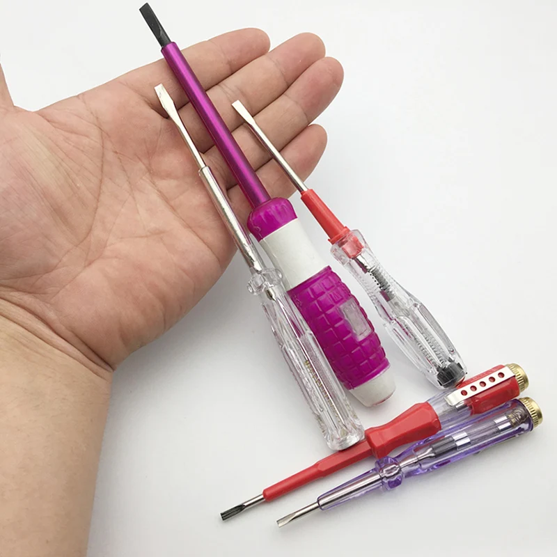 Dual-use Slotted Screwdriver Voltage Test Pencil Tester Flat Socket Detector Screw Driver Multifunction Electrician Test Pen