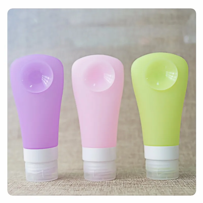 38/60/90ml Silicone Travel Bottle for Toiletries Lotion Shampoo Cosmetic Portable Refillable Bottles with Sucker Empty Container