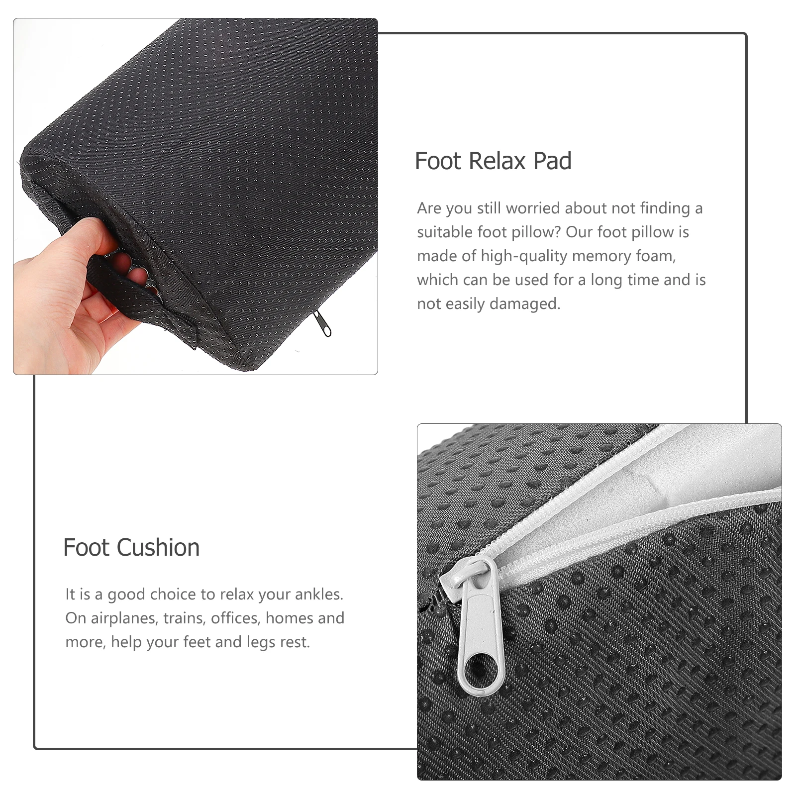 

Ergonomic Foot Rest Under Desk Black Half Cylinder Shape High Density Non Slip Fabric Leg Pillow For