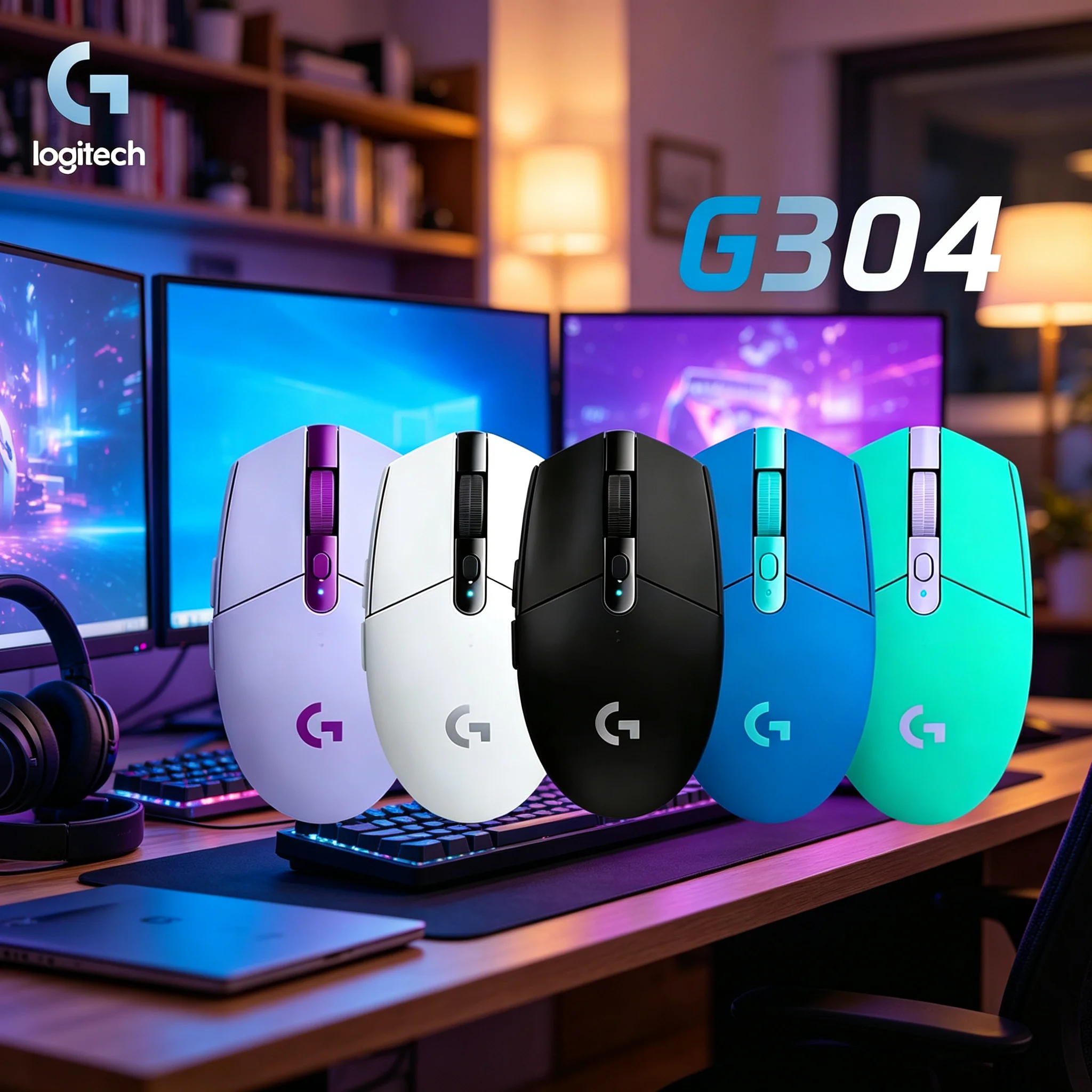 Compact Logitech G304 Wireless Game Mouse Great For Desk Setup Playing PUBG CS2 Valorant Dota2 E‑Sport Games