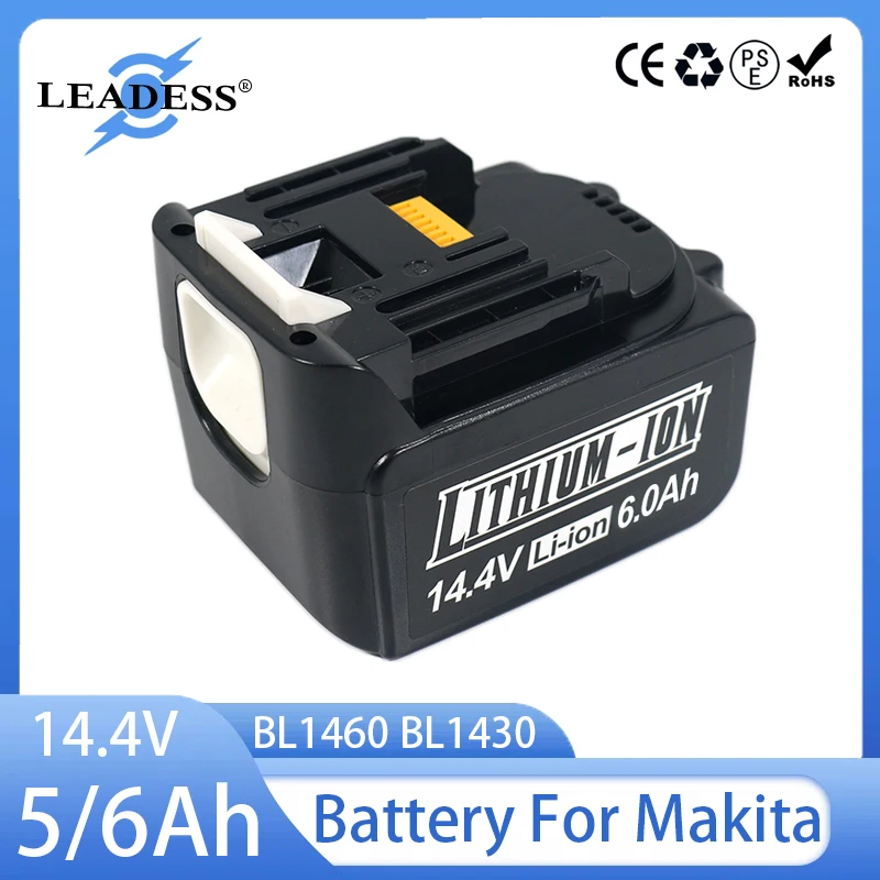 Original for Makita Battery 6Ah 14.4V Rechargeable Lithium-ion Cell 9Ah 6Ah 14V Power Tools BL1460 BL1430 Power Tools Batteries